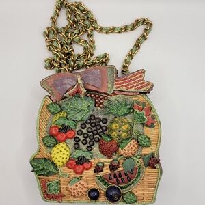Mary Frances Fruit Wicker Basket Design Crossbody